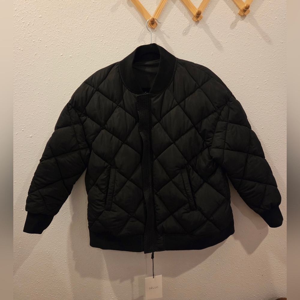 Dèluc Black Puffer Bomber Jacket NWT